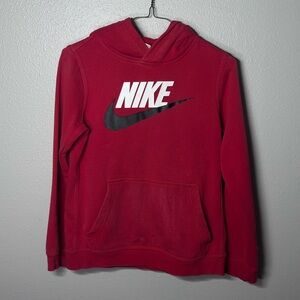 Nike Kids Red Logo Hoodie Sweater Pullover Youth size L